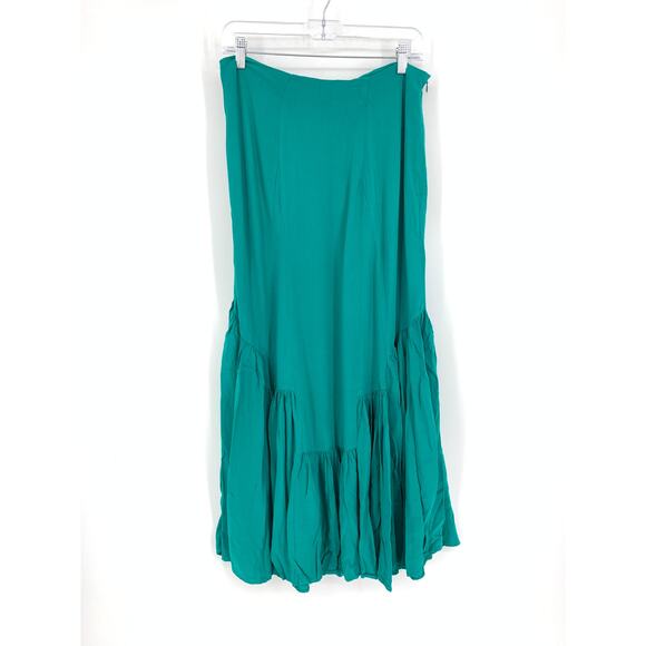 Y2K WDNY Maxi Skirt Women's Size Medium Teal Fairycore Pleated Hem - Picture 1 of 4
